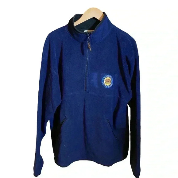 VGT MOST WANTED Fleece Jacket Coat Half Zip Pullover Navy Blue Size LG - Picture 1 of 16